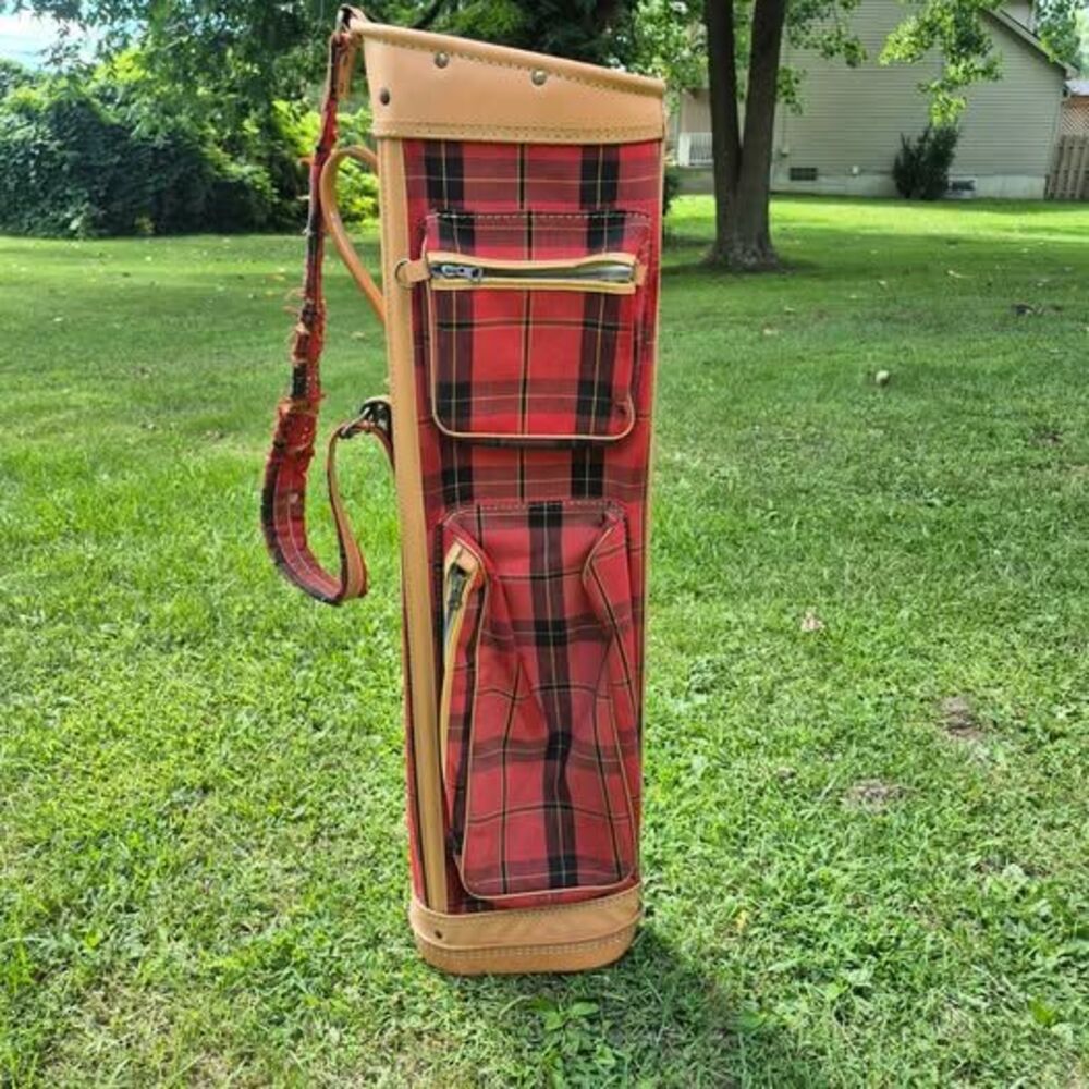Vintage Wilson Indestructo Tartan Plaid 3-way Golf Bag 1950s-60s w/ Carry Strap
